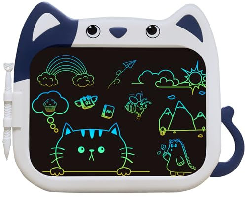 JOEAIS Tableta de Escritura LCD 10 Pulgadas, Tablero de Dibujo con Diseño de Gato Animado, Juguetes Educativos y de Viaje para Niños y Niñas, Excelente para Cumpleaños y Regalos