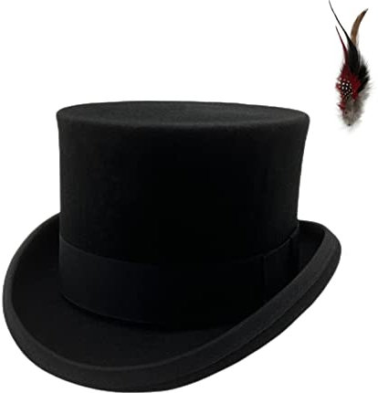 Zylinder Hut Herren Steampunk Melonen Hut Damen Wollfilzhut Schwarz Erwachsene Zylinder Hut Hoch aus Wollfilz Partyhut Kostüm Karneval Fasching