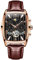 OLEVS Herren-Armbanduhr, quadratisch, luxuriös, automatisch, selbstaufziehend, Skelett, braun, atmungsaktiv, Lederband, Kleid, mehrere Kalender, wasserdicht, Mondphase, stilvolles Geschenk, Rotgold