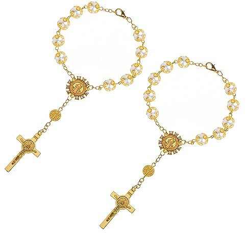 2 Stück Rosenkranz für Auto, Rückspiegel, hängendes Zubehör, Auto-Rosenkranz zum Aufhängen, Auto-Rosenkranz für Rückspiegel, Auto-Anhänger, Auto-Dekorationen für Frauen