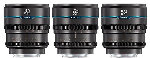 SIRUI Night Walker Lente de Cine con Enfoque Manual Set, 24mm, 35mm, 55mm, Lente de Gran Apertura T1.2 con Montura S35 para E Montura Cameras, FX30, ZV-E10, A6400, A6700 (MS-3SEG, Gris)