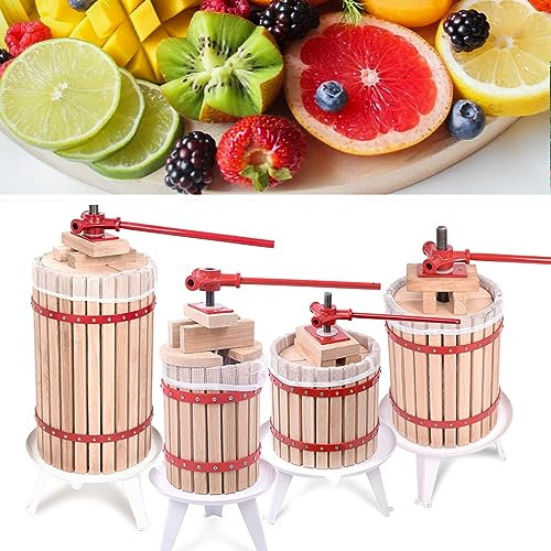 YUENFONG 6L Pressa per Frutta Torchio Pressa Spremifrutta in Acciaio incl. Rete di pressatura, pressa per Vino con manovella, per Sidro, succhi di Frutta
