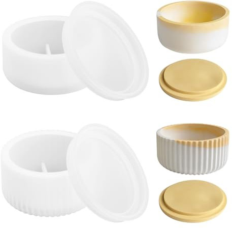 Lot de 2 Moules en Silicone de Qualité Supérieure pour Pots de Fleurs - Moule Polyvalent en Silicone avec Couvercle, Bougeoir, Formes Créatives pour Béton, Moules en Silicone DIY pour Bougies, Vases