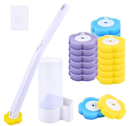 ANNTIM Toilet Wand Kit With 18 Refills, Disposable Toilet Brush Disposable Toilet Cleaning System, Toilet Brush With Disposable Cleaning Pads, Disposable Toilet Bowl Brush For Bathroom Cleaning