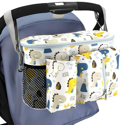 ZSMJAER Borsa Passeggino Organizer,Impermeabile Borsa per Passeggino Universale,Con Tracolla Regolabile,per Trasportare Biberon,Pannolini e Giocattoli