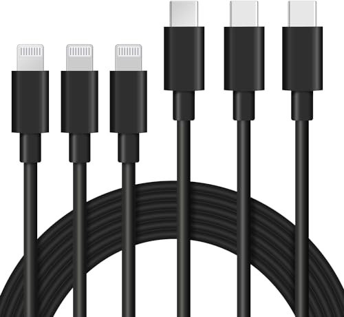 ilikable Lot de 3 Câble USB C vers iPhone 1M Charge Rapide MFi Certifié Chargeur pour iPhone 14 13 12 Pro Max Mini iPhone 11 Pro X XR XS SE 2020 8 Plus-Noir