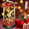Rose Eternelle sous Cloche - La Belle et la Bête Fleurs Éternelles, Enchanted Rose Élégant Dôme en Verre avec Lumières LED pour Femme, Mere, Mamie, Petite Amie, pour la Saint-Valentin