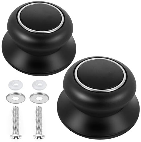 Teaaha 2er Set Topfdeckel Griff - Universal Ersatz Griff für Töpfe und Pfannen, Hitzebeständiger Deckelknopf, Easy Grip für Kasserolle, Kessel, Glaskochte, Deckel (Schwarz)