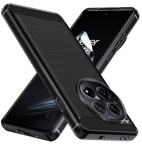 ivoler Silikon Hülle für Oneplus 12 5G, [Militärischer Schutz] Stoßfest Handyhülle, Dünne Weiche Flexible TPU Kratzfest Schutzhülle Anti-Fingerabdruck Case Cover, Schwarz