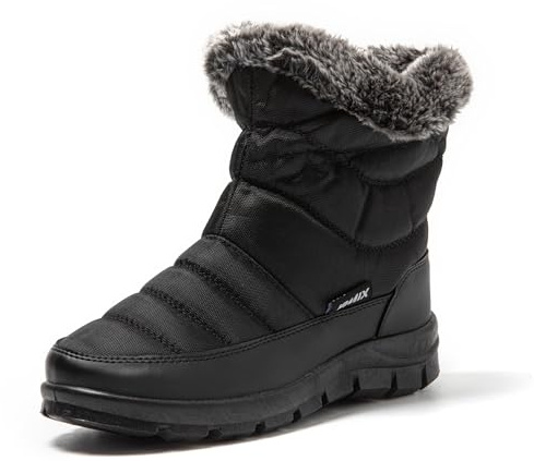 JOMIX Stivali Donna Doposci Stivaletti Invernali da Neve Pelosi Caldi Scarpe Impermeabile da inverno, MD9543, Nero, 37 EU