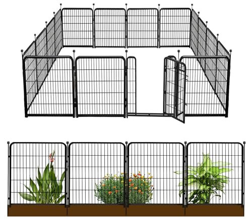 Getlay Gartenzaun mit Tor, 81,3 cm (H) x 90 cm (L), 14 Paneele, robuster Eisen-Absperrzaun für den Hof, geeignet für Haustierzaun im Innen- oder Außenbereich, 81,3 cm (H) x 31,5 m (L), 14 Paneele