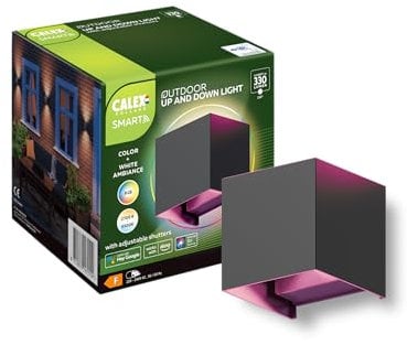 CALEX Smart Outdoor LED Gartenleuchte, Wandleuchte mit App und Kompatibel mit Alexa Sprachsteuerung, Up & Down Außenleuchte Wasserdicht, RGB-Farben und Warmweißes Licht, Dimmbar