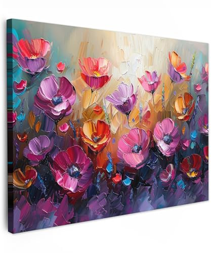 MuchoWow© Wandbilder 70x50 cm Schlafzimmer Home Deko Wohnung Bild Wohnzimmer Fotoleinwand Wand Bilder Leinwand Wall Decor Blumen - Botanisch - Kunst - Rosa - Natur