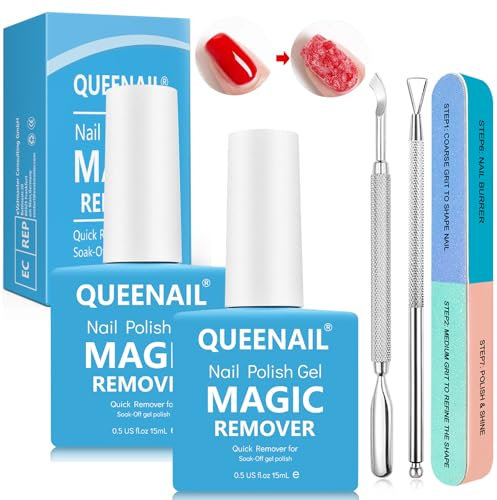 2 Pieces 15ml Gel Nail Polish Remove, Gel Nail Polish Remover For Nail Art with 2 Gel Polish Scraper & 1 Nail File, Easily & Quickly Remove Nail Polish Peel off in 3-5 minutes
