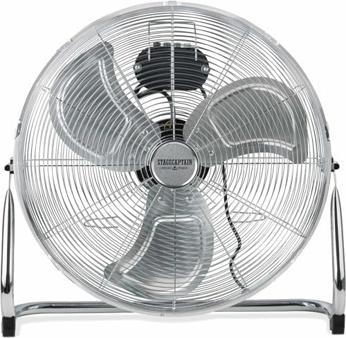 Stagecaptain FV-200 MkII 20 Ventilador de suelo 2x Set - Ventilador de pie de gran tamaño - 3 velocidades - Potencia de 120 vatios - Inclinación continua de 120° - Metálico cromado - Cable de 1,6 m