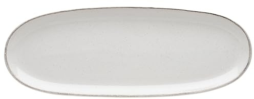 Van Well URBAN Servierplatte 34x12,5 cm creme – Steinzeug Platte rechteckig, große Buffetplatte & Käseplatte, modernes Geschirr, mikrowellen- & spülmaschinengeeignet