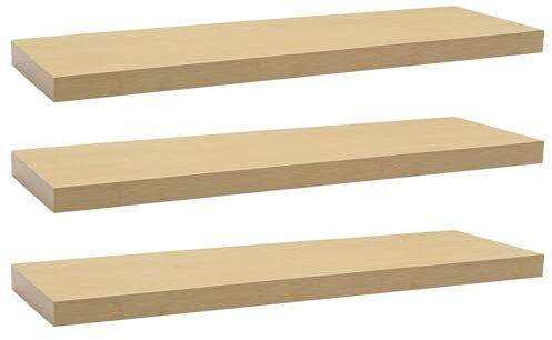 WOLTU Wandregal Wandboard Bücherregal Regale für Deko Wandablagen aus MDF Holz, 3er Set Hängeregal Eiche