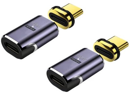 Hsupez 2 Stück USB C Magnetisch Adapter, PD 140W, 40GBP/s Datenübertragung, 8K@60Hz Video, Magnetischer USB-C-Adapter, Typ C Magnet Stecker für Laptop Handy HDTV