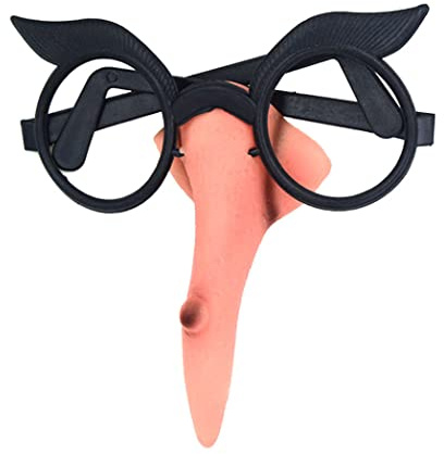 NASSMOSSE Halloween Hexengläser Nase Anzug Lenslose Brille mit Einer Langen Warte Hexennase Hexenkostüm -Requisiten für Halloween Masquerade Cosplay 1 Set Halloween Dekor