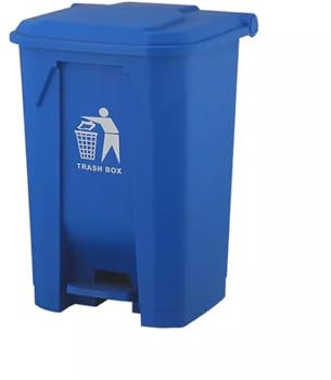 DUAS Recycling Pedal Bin Waste Trash Can for Kitchen & Home Office - Durable Plastic Rubbish Dustbin in 30L, 50L, 80L Sizes - Multiple Colors Available (Blue, 80 Litres)