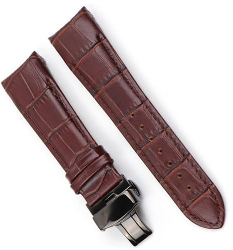 INSTR Lederarmband mit gebogenem Ende für Tissot T035 Automatc Man Uhrenarmband mit Stahlschnalle(10,22mm)
