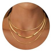 ALEXCRAFT Collier Ras du Cou pour Femme 3 Collier en Acier pour Femme Plaqué Or 18 carats 1,5/3 mm 36/40/45 + 5 cm Collier en Or pour Femme Chaîne en Or Plate en Acier Inoxydable Serpent