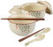 CZCMYAU 2 Pack Ceramic Ramen Bowls 27 Ounce Large Noodle Soup Bowl with Lid Japanese Style Retro Ceramic Tableware Set for 2 Person Chopsticks and Spoons Microwave Dishwasher Safe
