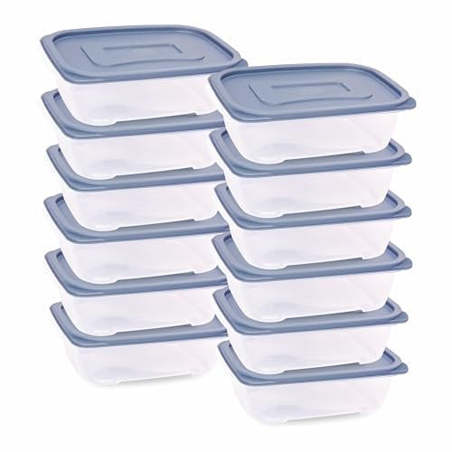 ACUNA Food Storage Container 1.1 L (12 Pack), Food Container Set with Lids, Stackable Reusable Meal Prep BPA Free Non Toxic Safe Plastic Food Storage, Fridge/Freezer Safe Microwave Safe Portion Box