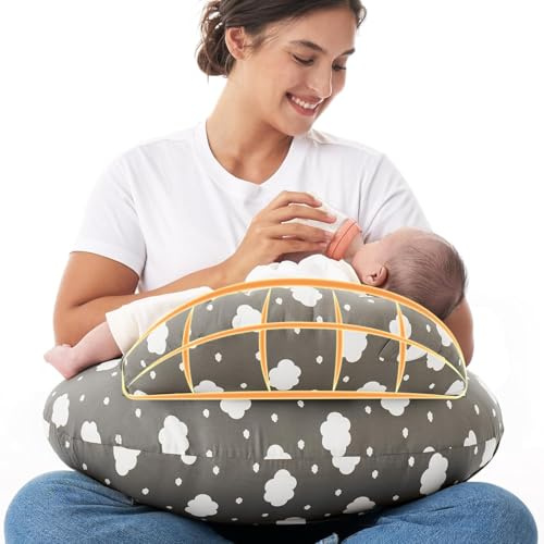 JLLYGOUS Stillkissen, Breastfeeding Pillow, Revolutionärer Sicherheitszaun, Befreien Sie Ihre Hände, Mehr Unterstützung für Babys und Mütter, Abnehmbarer Baumwollbezug