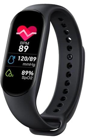 Fitness Activity Tracker Watch with All-Day Heart Rate Blood Pressure Oxygen Monitoring Sleep Calories IP67 Waterproof Step Running Counter Touch Screen Sports Monitor for Men Women Kids Seniors