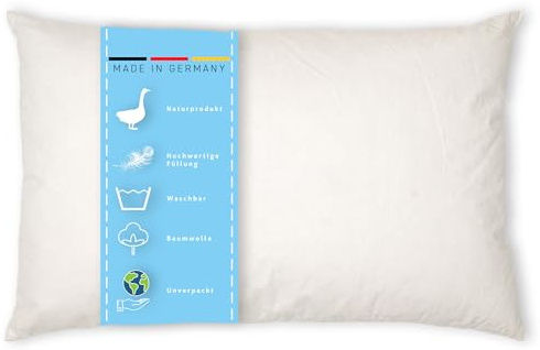 Kissenoutlet24 Federkissen 35x50 cm Gänse- & Entenfedern Made in Germany | Bauschige Naturfedern-Kissenfüllung | 100% Baumwolle-Bezug | kein Lebendrupf | waschbar | OEKO-TEX