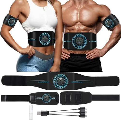 SOYOKO ABS Trainer Stimulateur musculaire EMS Tonique électrique pour muscles abdominaux 10 modes et 20 intensités pour abdominaux, bras, taille – Entraînement abdominal rechargeable