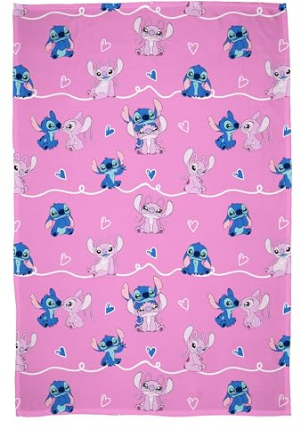 Disney Lilo und Stitch Offiziell lizenzierte Fleece-Decke | Superweiche, warme Decke | Design „Chill“ | Perfekt für Zuhause, Schlafzimmer, Übernachtungen und Camping | 100 × 150 cm