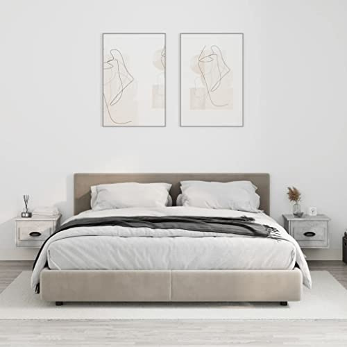 Frdhee Nachtkästchen Couch Tisch,Wand-Nachttische 2 STK. Betongrau 41,5x36x28 cm,Betttisch für Boxspringbett Schlafzimmer Gästezimmer
