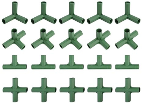 20 Pack Greenhouse Frame Connectors - 16Mm Garden Stake Joints Building Fittings Green Plastic For DIY Projects