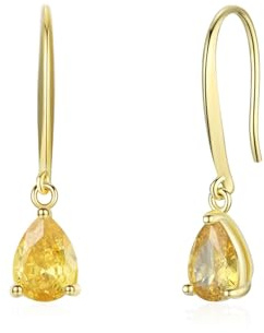 RDSGYZ Gold Ohrringe 750 585 375 Echtgold mit Anhänger, Damen Ohrhänger Tropfen mit Citrin Smaragd Hochzeit Ohrringe Hängend Nickelfrei für Allergiker