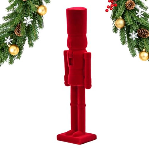 Christmas Nutcracker - 39cm Red Flocked Figurine Holiday Writing