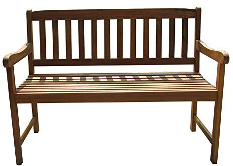 CHARLES BENTLEY FSC Certified, Acacia Wooden, 2 Seater Bench, Slatted Seat, Outdoor, Garden, Patio, Garden Décor, Durable, Outdoor Furniture, Oil Coated, Traditional, Natural Colour (120x90x61cm)