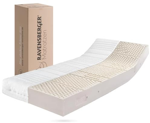 RAVENSBERGER Latexmatratze Ravo-Relax - Härtegrad H3, mittelfest - 120 x 200 cm, Höhe 19 cm - mit 7-Zonen LATEXCO-Stiftlatexkern - Matratze mit Baumwoll-Doppeltuch-Bezug