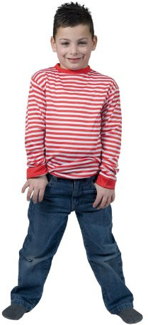 Ringelshirt Basic für Kinder rot-weiß 128