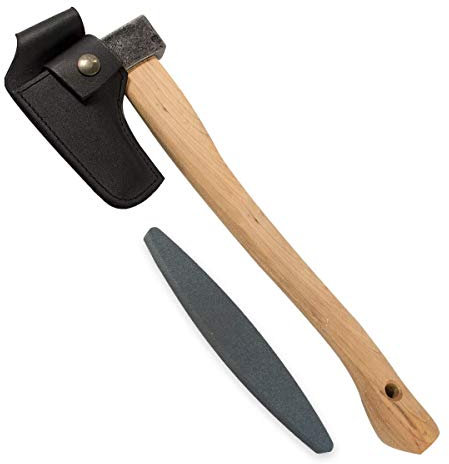 4betterdays.com NATURlich leben! Gartenbeil/Axt mit Eschenholzstiel - mit Schneidenschutz - inkl. gratis Schleifstein - Länge: 38 cm, Gewicht: 515 gr - Handgeschmiedet in Deutschland