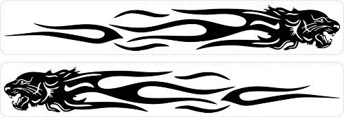 2 Sticker für MacBook, Auto, Motorrad, Tuning, JDM Tribal, Tiger, Schwarz