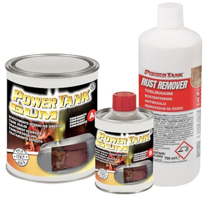Power Tank Tankversiegelung Motorrad 2k Gum elastischen 1,3 Kg Set Tankentroster Innen Versiegelung Tanksanierung Rost Tank Entrosten Und Versiegeln Tankinnenlack Tankbeschichtung Rostlöser Auto Moped