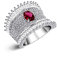Uloveido Gothic Wide Band Red Eye Ringe mit Baguette & Rundschnitt Zirkonia Steine ​​Weißgold überzogene Mode Fingerschmuck JZ083 (Größe 16.6)
