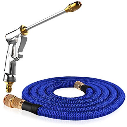 Ergocar Manguera de Jardín de Carrete Tubo de Manguera 【Alta Presión】de expansión 3 Veces con Boquilla de Pulverización / 2 Adaptador/Botella de Espuma de Nieve (75FT=22.5M)