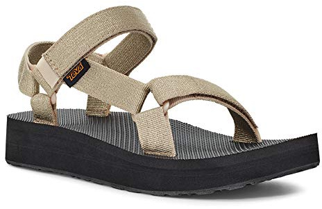 Teva Midform Sandalias universales para mujer, Champán metálico, 42 EU