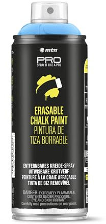 MONTANA Colors MTN PRO Chalk (Pintura Borrable Base Agua) Azul Electrico - Spray 400 ml, El embalaje puede variar