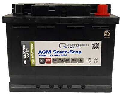 Q-Batteries Start-Stop Autobatterie AGM60 12V 60Ah 680A