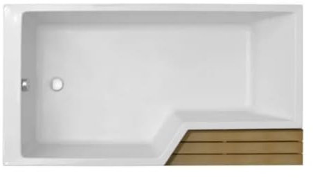 Jacob Delafon Bain-douche Néo 150x80 cm en acrylique, version vidage à gauche (pieds + vidage + marche-pied fournis) Blanc