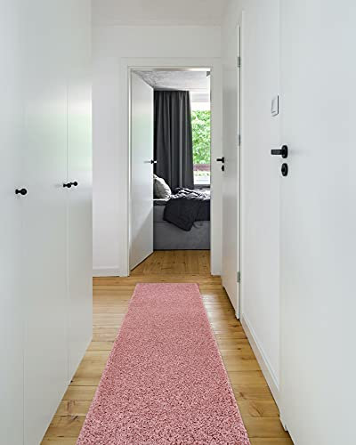 rugsx Passatoia corridoio SOFFI shaggy 5cm; per la cucina, la sala, il corridoio, tappeto a pelo lungo, rosa chiaro 60x300 cm